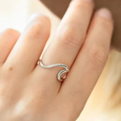 Bague argent vague ajustable mer