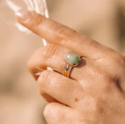 Bague aventurine livia plaqué or T58