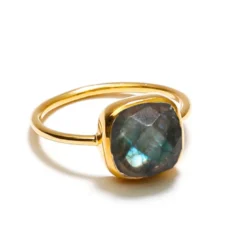 Bague labradorite et laiton doré 56
