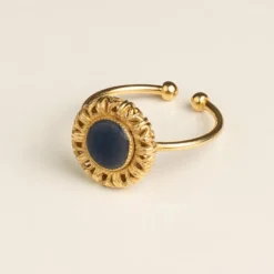 Bague plaqué or – sodalite naturelle