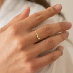 Bague réglable doré bicolore vert