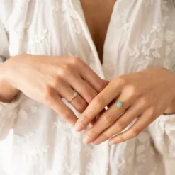Bague réglable dorée amazonite naturelle