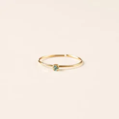 Bague réglable dorée cristal turquoise