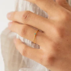 Bague réglable dorée cristal turquoise