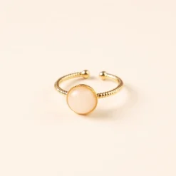 Bague réglable dorée jade naturelle