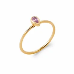Bague tourmaline rose plaqué or T50