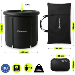 Baignoire bain de glace pliable 330 l pour récupération sportive