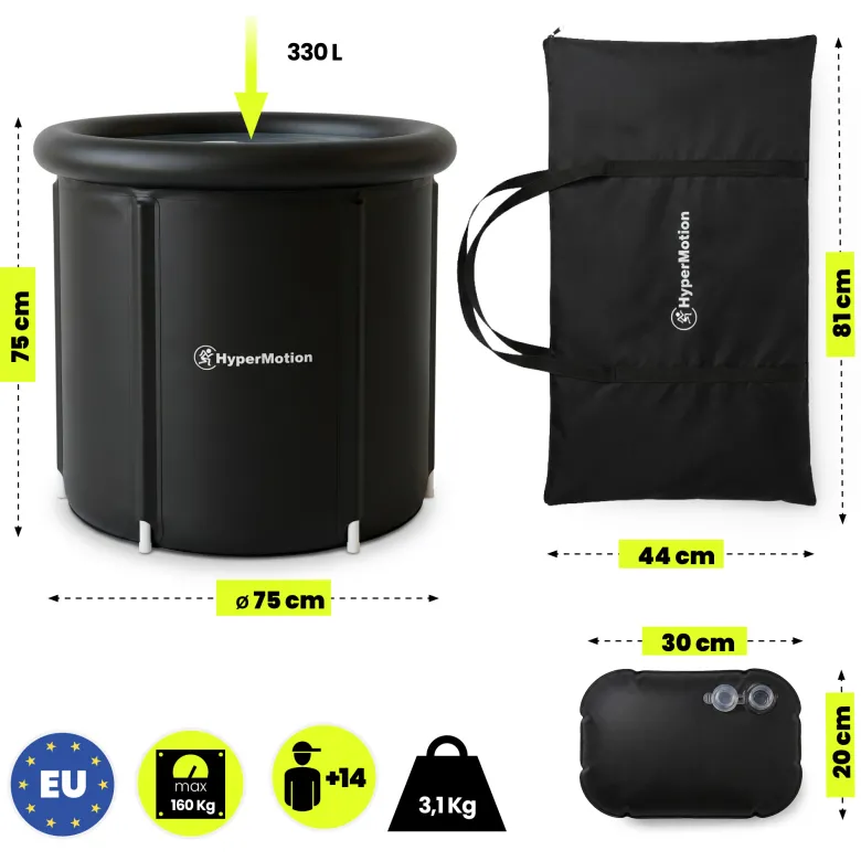 Baignoire bain de glace pliable 330 l pour récupération sportive