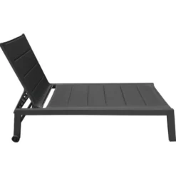 Bain de soleil barbados en textilène noir - aluminium gris anthracite