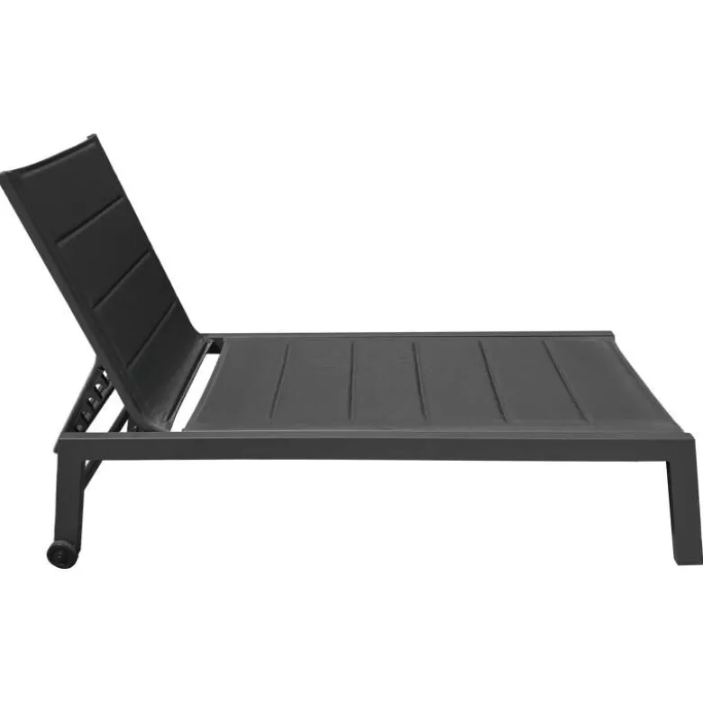 Bain de soleil barbados en textilène noir - aluminium gris anthracite