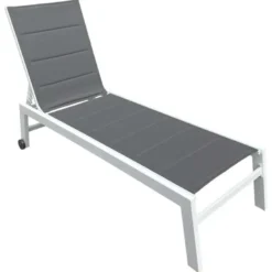 Bain de soleil barbados en textilène gris - aluminium blanc