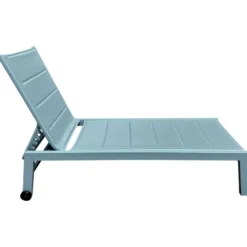 Bain de soleil barbados en textilène bleu clair - aluminium bleu clair