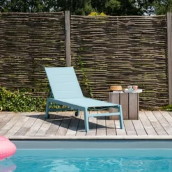 Bain de soleil barbados en textilène bleu clair - aluminium bleu clair