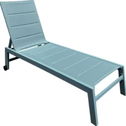 Bain de soleil barbados en textilène bleu clair - aluminium bleu clair