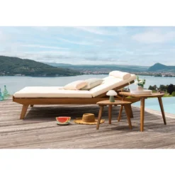 Bain de soleil double avec dossiers multipositions beige l127 cm caracas