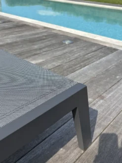 Bain de soleil en aluminium et toile plastifiée - gris anthracite
