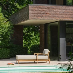 Bain de soleil en teck avec coussins