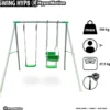 Balançoire de jardin 3 places pour enfants avec structure en acier
