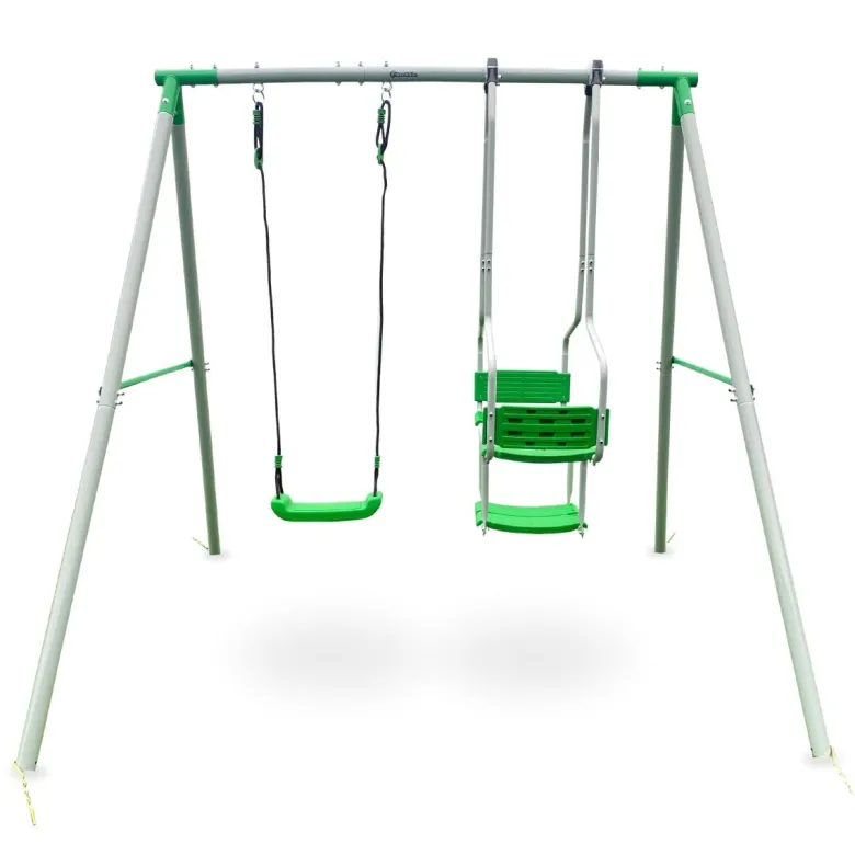 Balançoire de jardin 3 places pour enfants avec structure en acier