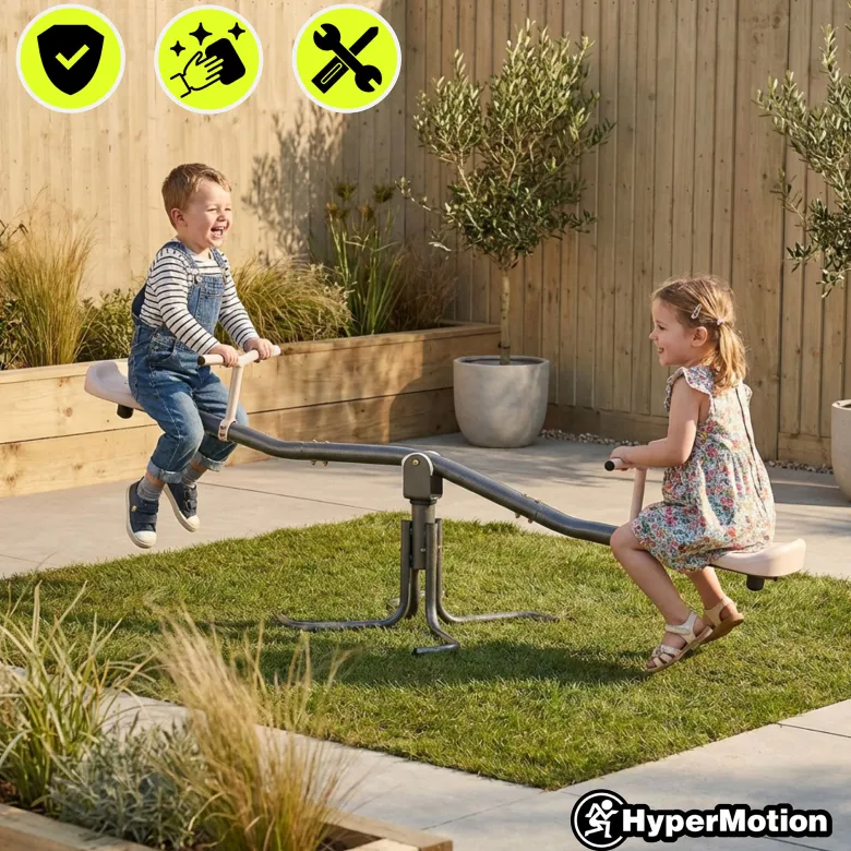 Balançoire jardin 2-en-1 hypermotion - poutre équilibre & rotation 360° - 70kg