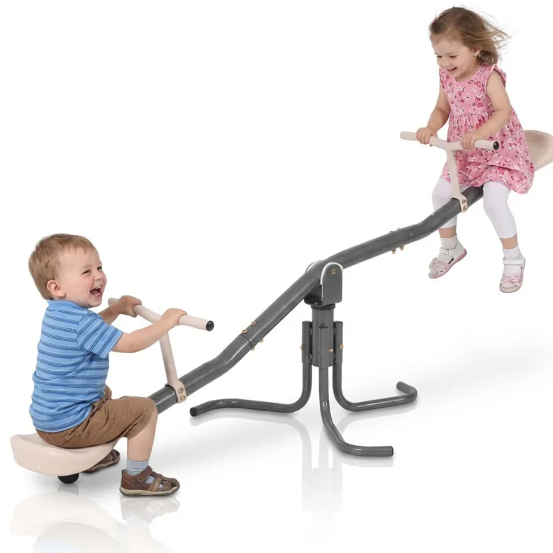 Balançoire jardin 2-en-1 hypermotion - poutre équilibre & rotation 360° - 70kg