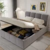 Baltimore lit coffre style nuage led 140x190cm velours gris