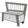 Banc de rangement en bois gris et blanc