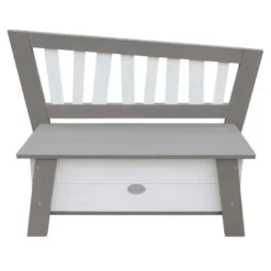 Banc de rangement en bois gris et blanc