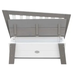 Banc de rangement en bois gris et blanc
