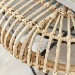 Banc en rotin et métal 120 cm