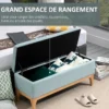Banquette coffre de rangement 2 en 1 style scandinave bois tissu