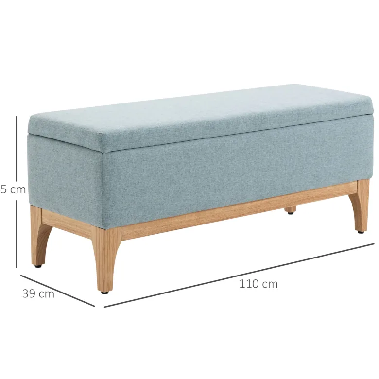 Banquette coffre de rangement 2 en 1 style scandinave bois tissu
