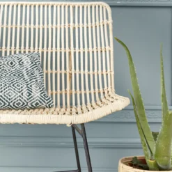 Banquette en rotin et métal