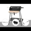 Barbecue charbon bergamo + pince en inox + gant de protection + brosse en t - so