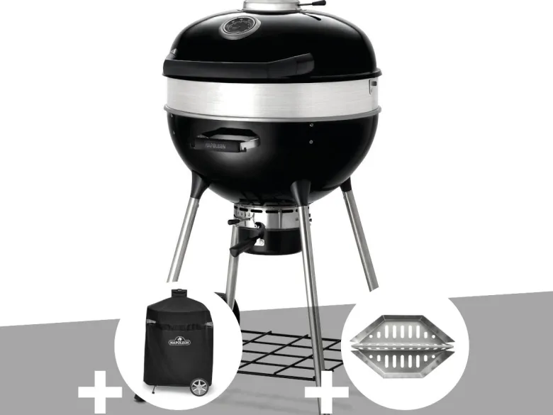 Barbecue à charbon charcoal kettle pro 57 cm + housse de protection + lot de 2 p