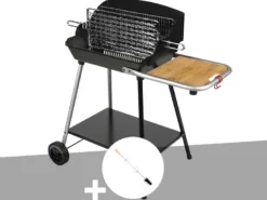 Barbecue à charbon excel duo grill sur chariot + tournebroche - somagic