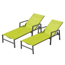 Bari lot de 2 transats en aluminium gris foncé et vert
