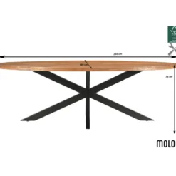 Bari-table à manger ovale 10 personnes 240 cm en bois massif