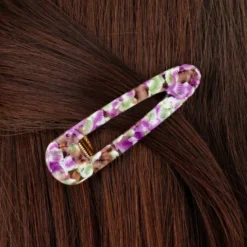 Barrette triangle - magenta et vert