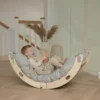 Bascule 2-en-1 montessori en bois contreplaqué avec coussin beige