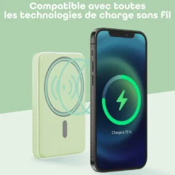 Batterie externe magnétique 5000mah vert