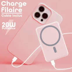 Batterie externe magnétique 5000mah rose