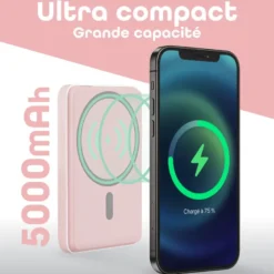 Batterie externe magnétique 5000mah rose
