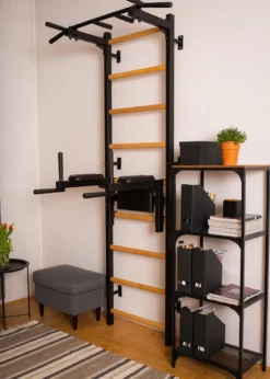 Benchk 722b espalier bois métal noir.