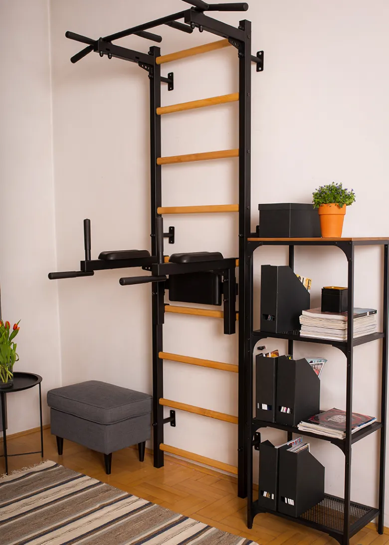 Benchk 722b espalier bois métal noir.