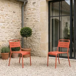 Bergame lot de 2 chaises de jardin empilables terracotta