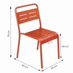 Bergame lot de 2 chaises de jardin empilables terracotta