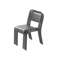 Bergame lot de 4 chaises en acier gris foncé