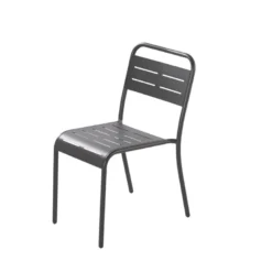 Bergame lot de 4 chaises en acier gris foncé