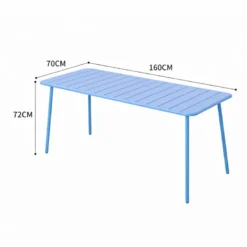 Bergame table de jardin 6 places 160cm bleu